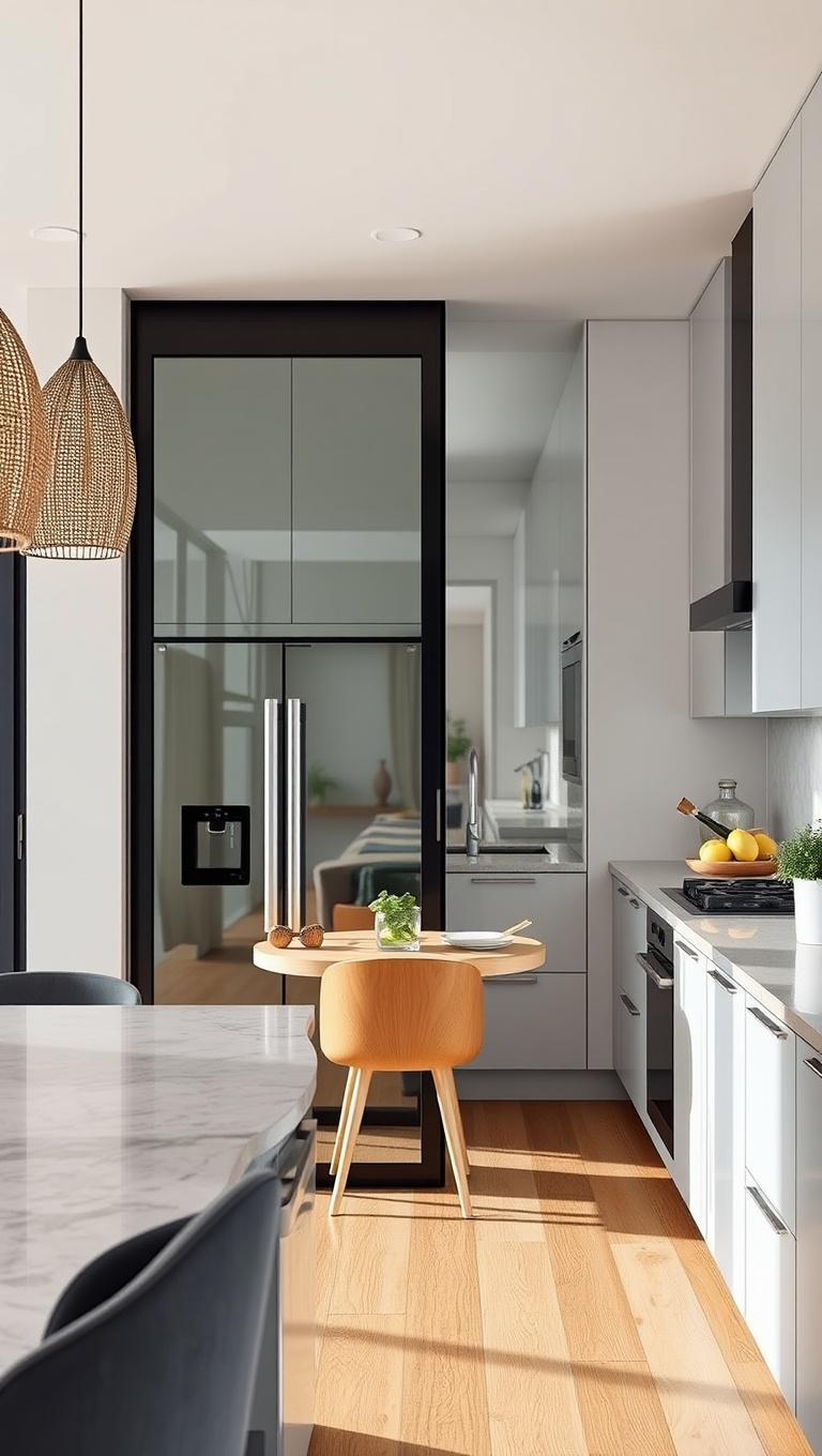 20 Stunning Ideas for Kitchens with a Sliding Glass Door - 17. Creative Use of Space with Corner Sliding Doors