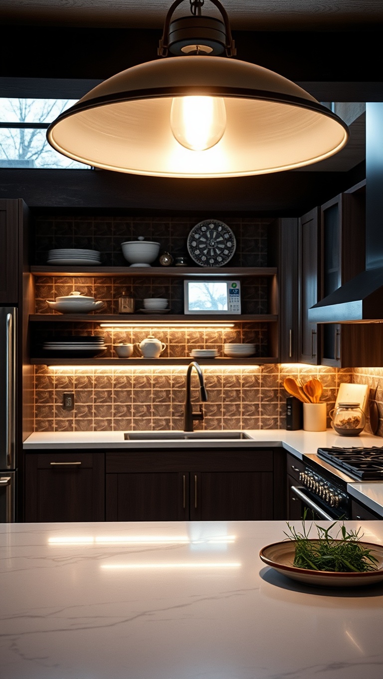20 Stunning Ideas for Kitchens with a Statement Light Fixture - 9. Industrial-Style Lighting for an Urban Edge