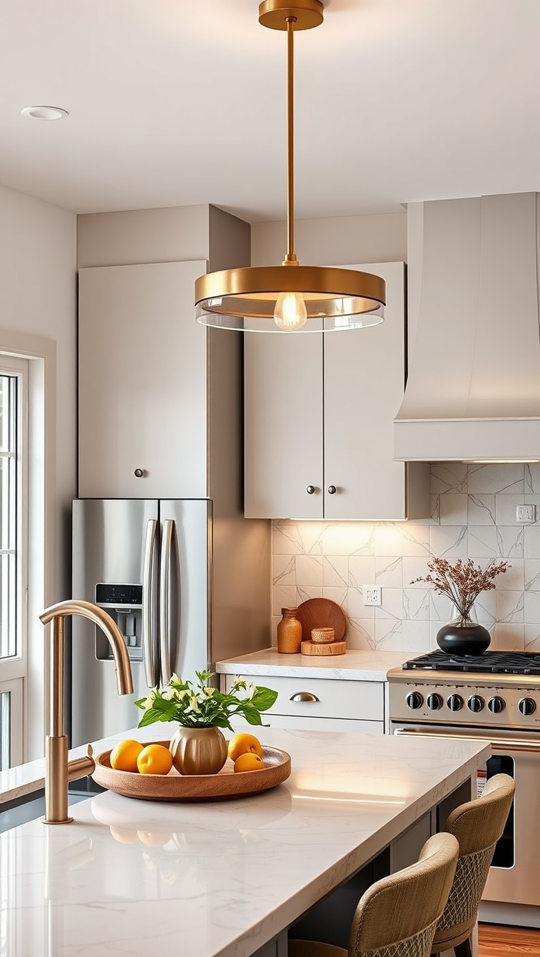 20 Stunning Ideas for Kitchens with a Statement Light Fixture - 17. Multi-Functional Lighting: A Two-in-One Approach