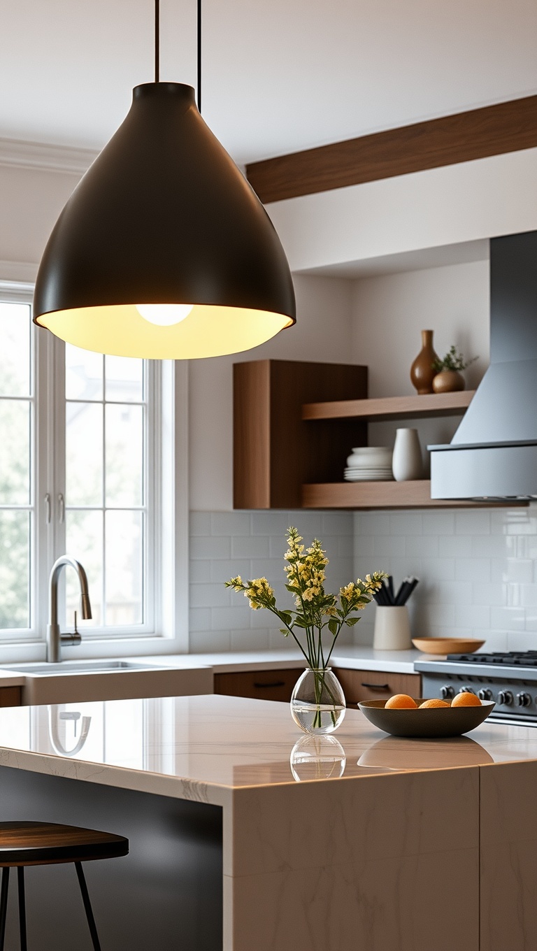 20 Stunning Ideas for Kitchens with a Statement Light Fixture - 11. Unique Shapes: Sculptural Lighting Designs