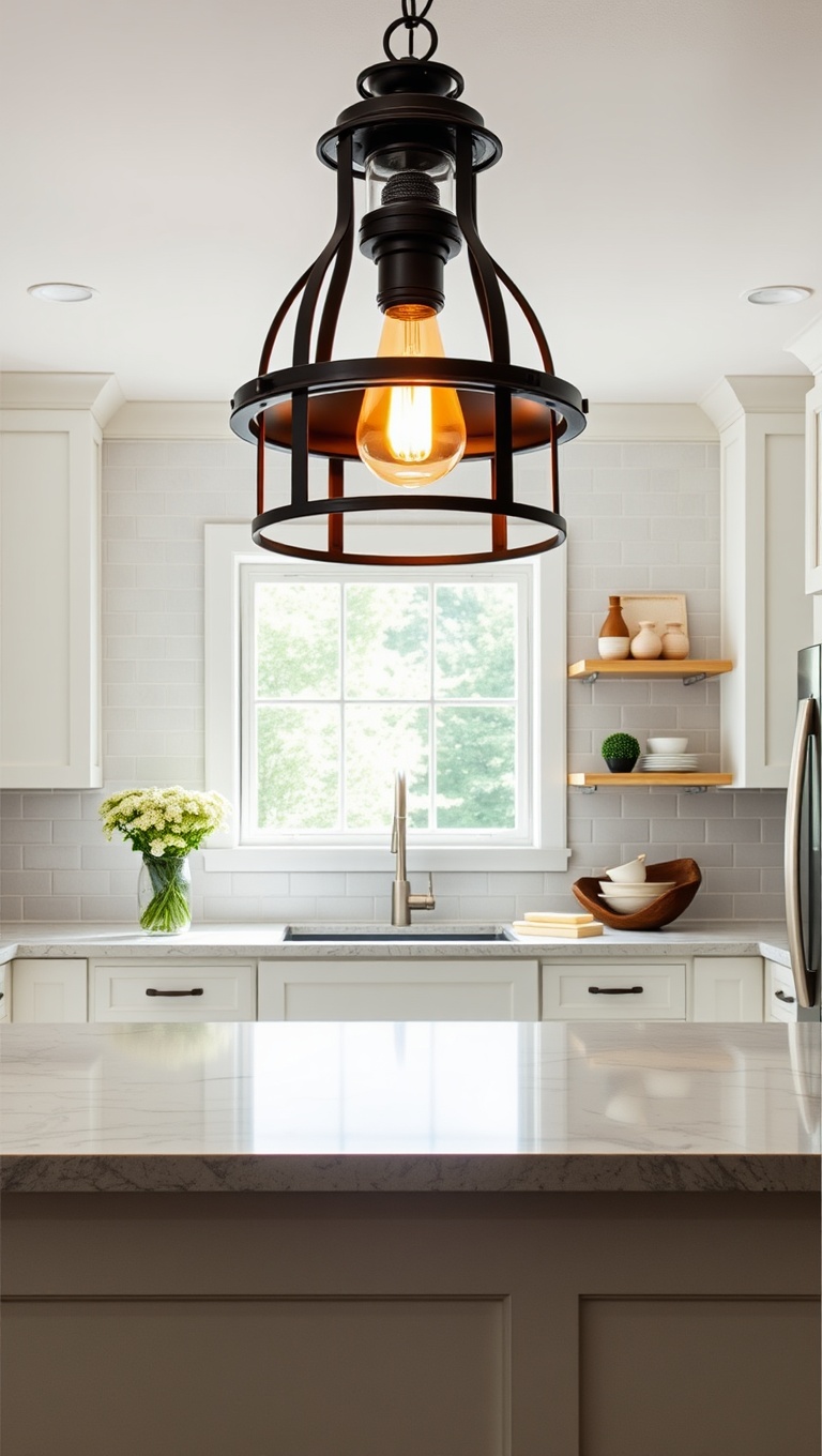 20 Stunning Ideas for Kitchens with a Statement Light Fixture - 4. Vintage-Inspired Fixtures with Character