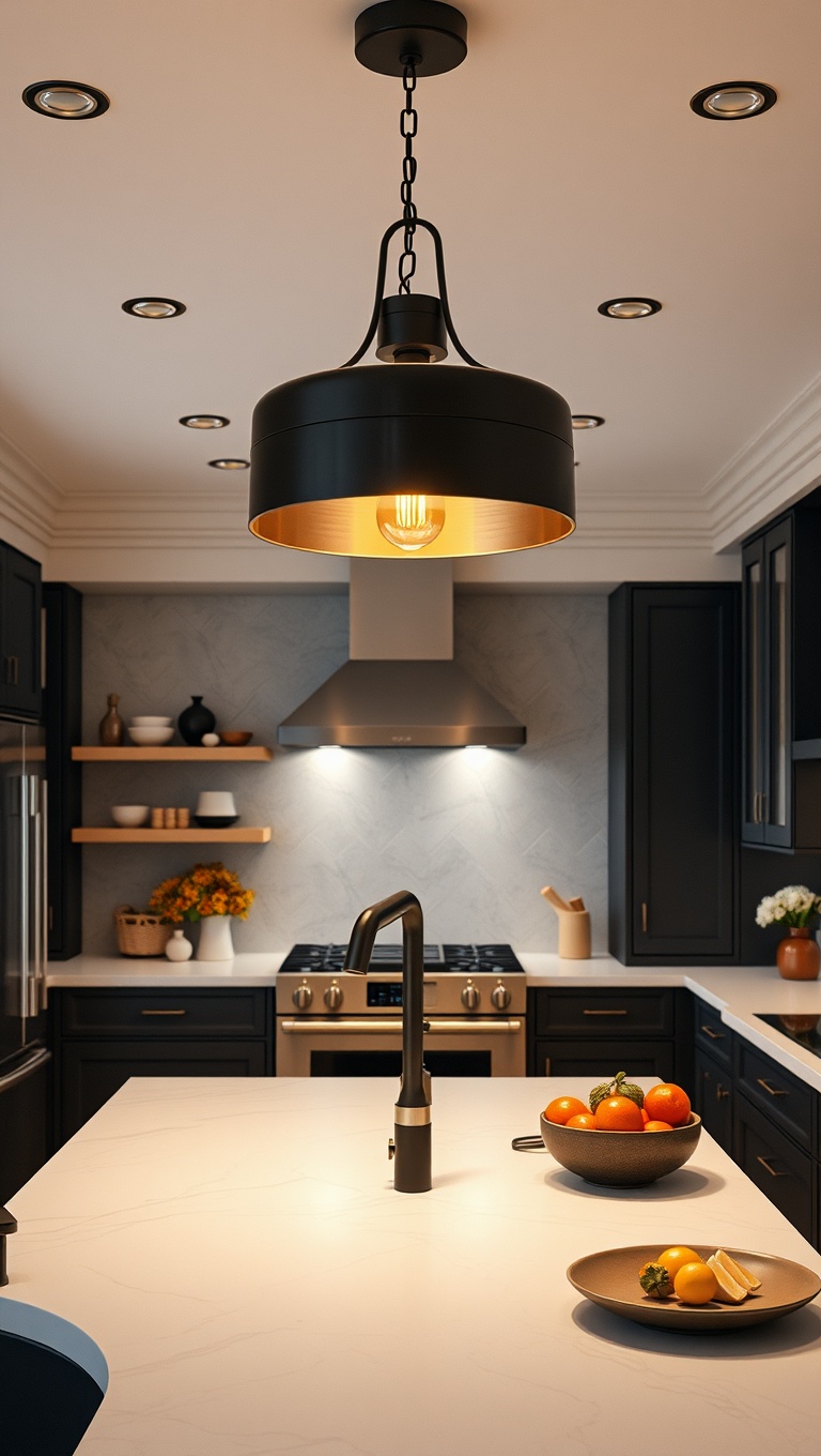 20 Stunning Ideas for Kitchens with a Statement Light Fixture - 6. Oversized Fixtures That Make a Statement