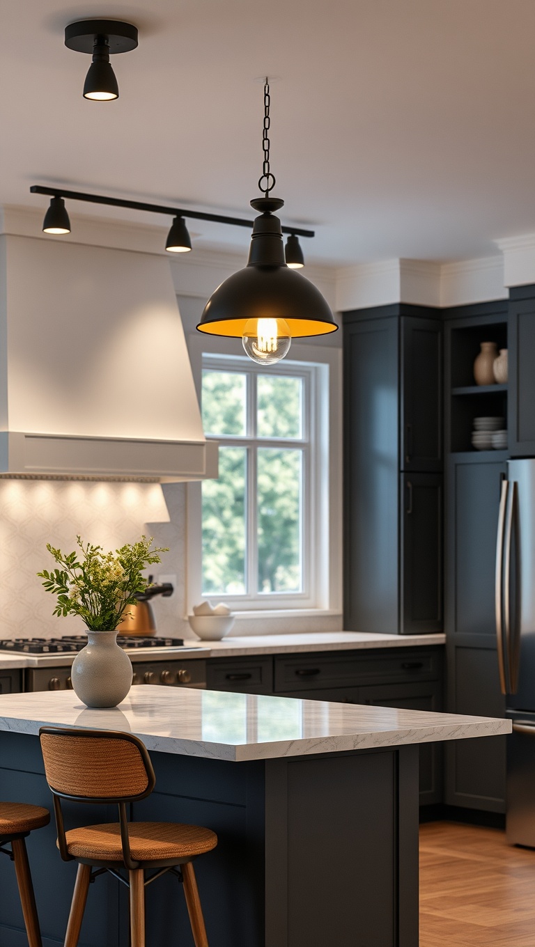 20 Stunning Ideas for Kitchens with a Statement Light Fixture - 19. Statement Track Lighting for Versatility