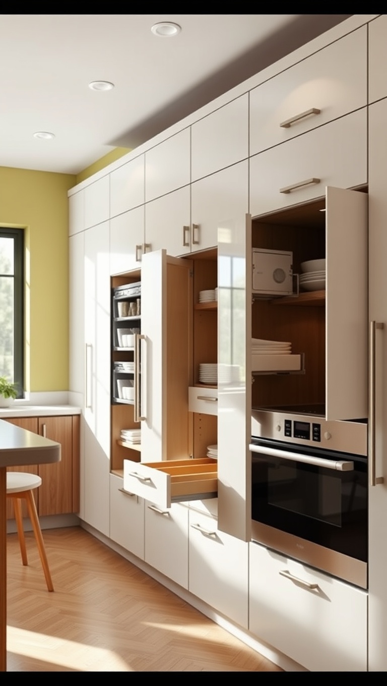 20 Unique Cabinet Layout Ideas to Transform Your Kitchen! - 15. Pull-Out Cabinets for Easy Access