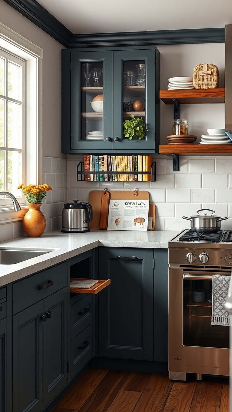 20 Creative Ways to Elevate Your Kitchen with a Wall-Mounted Cookbook Holder - Neat and Tidy: Incorporate a Drawer for Recipe Cards