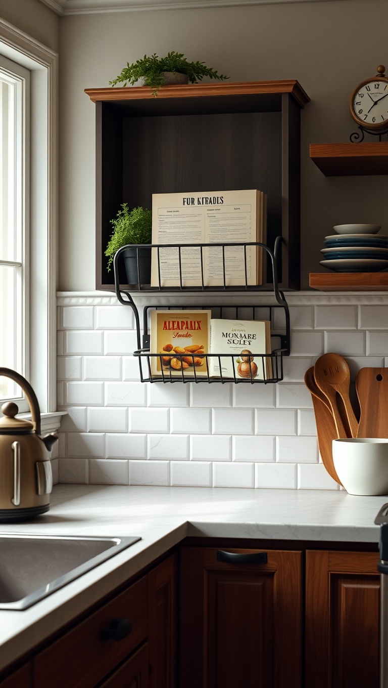 20 Creative Ways to Elevate Your Kitchen with a Wall-Mounted Cookbook Holder - 4. Vintage Vibes: Find a Charming Antique Holder