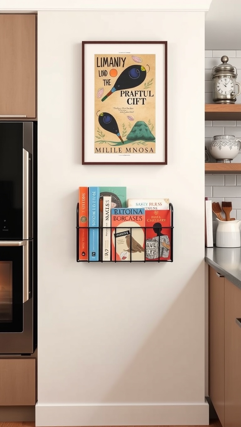 20 Creative Ways to Elevate Your Kitchen with a Wall-Mounted Cookbook Holder - 10. Artistic Touch: Hang a Cookbook Holder with Unique Artwork