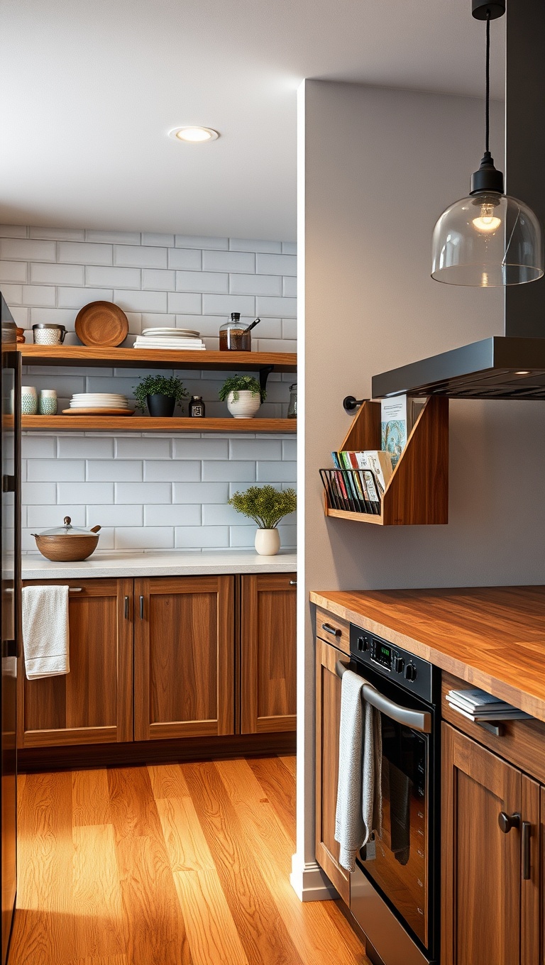 20 Creative Ways to Elevate Your Kitchen with a Wall-Mounted Cookbook Holder - 8. Mixed Materials: Combine Wood and Metal for an Eclectic Feel