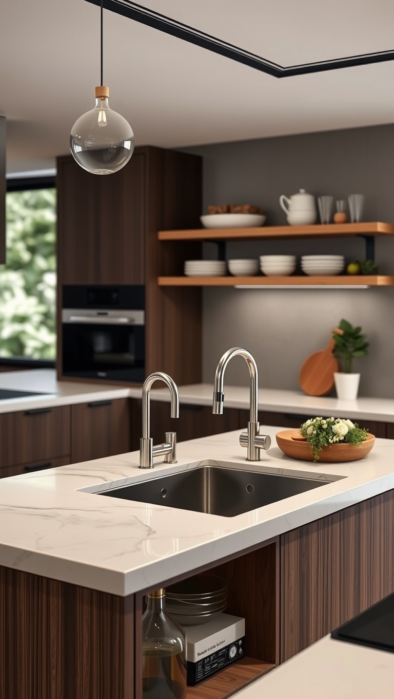 20 Stunning Ideas for Kitchens with an Under-Mount Sink - 11. Smart Storage Solutions: Keep It Tidy and Stylish