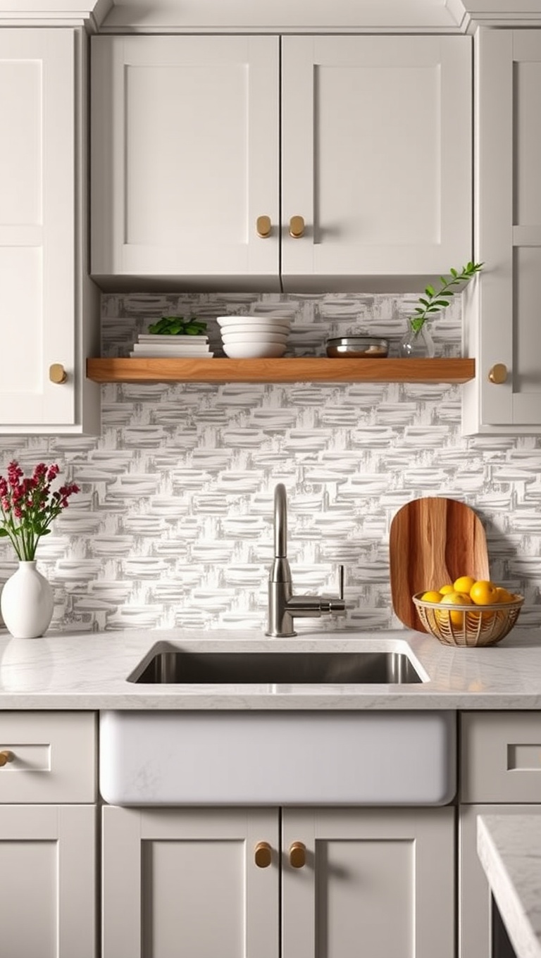 20 Stunning Ideas for Kitchens with an Under-Mount Sink - 13. Chic Tile Backsplash: Add Texture Behind the Sink