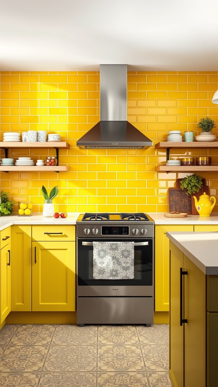 20 Colorful Tile Backsplash Ideas to Brighten Your Kitchen - 2. Sunny Yellow Delight: Brighten Up Your Space
