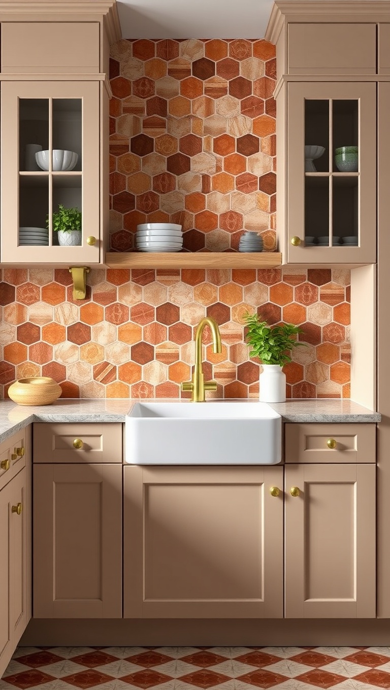 20 Colorful Tile Backsplash Ideas to Brighten Your Kitchen - 8. Earthy Terracotta Tiles: Warm and Inviting
