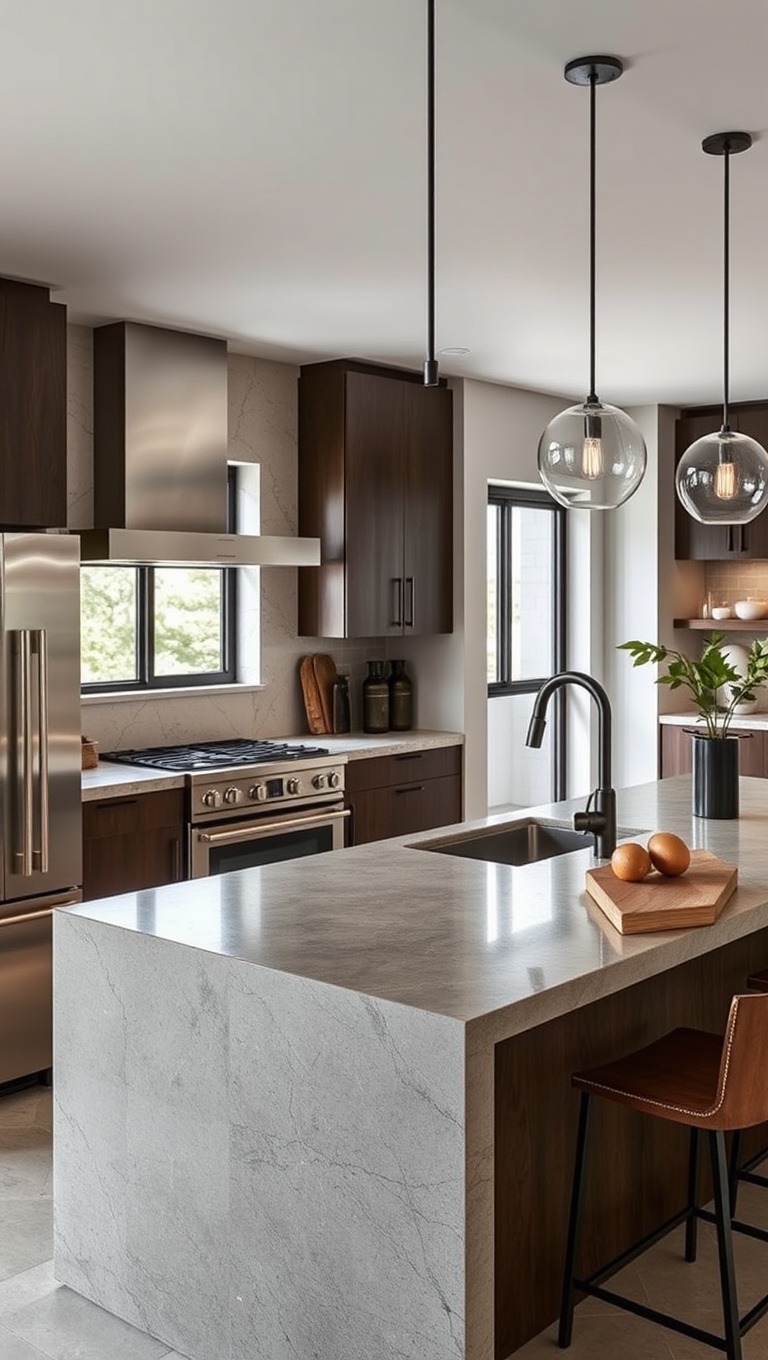 20 Stunning Ideas and Inspirations for Kitchens with Concrete Countertops - 18. Mixing Materials: Concrete with Metal Accents