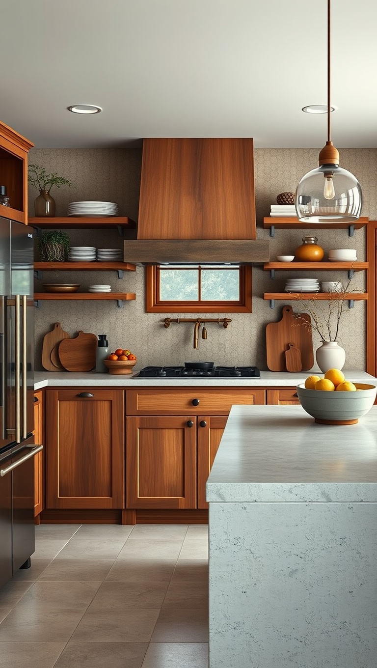 20 Stunning Ideas and Inspirations for Kitchens with Concrete Countertops - 7. Farmhouse Style: Warm Tones and Concrete Mix