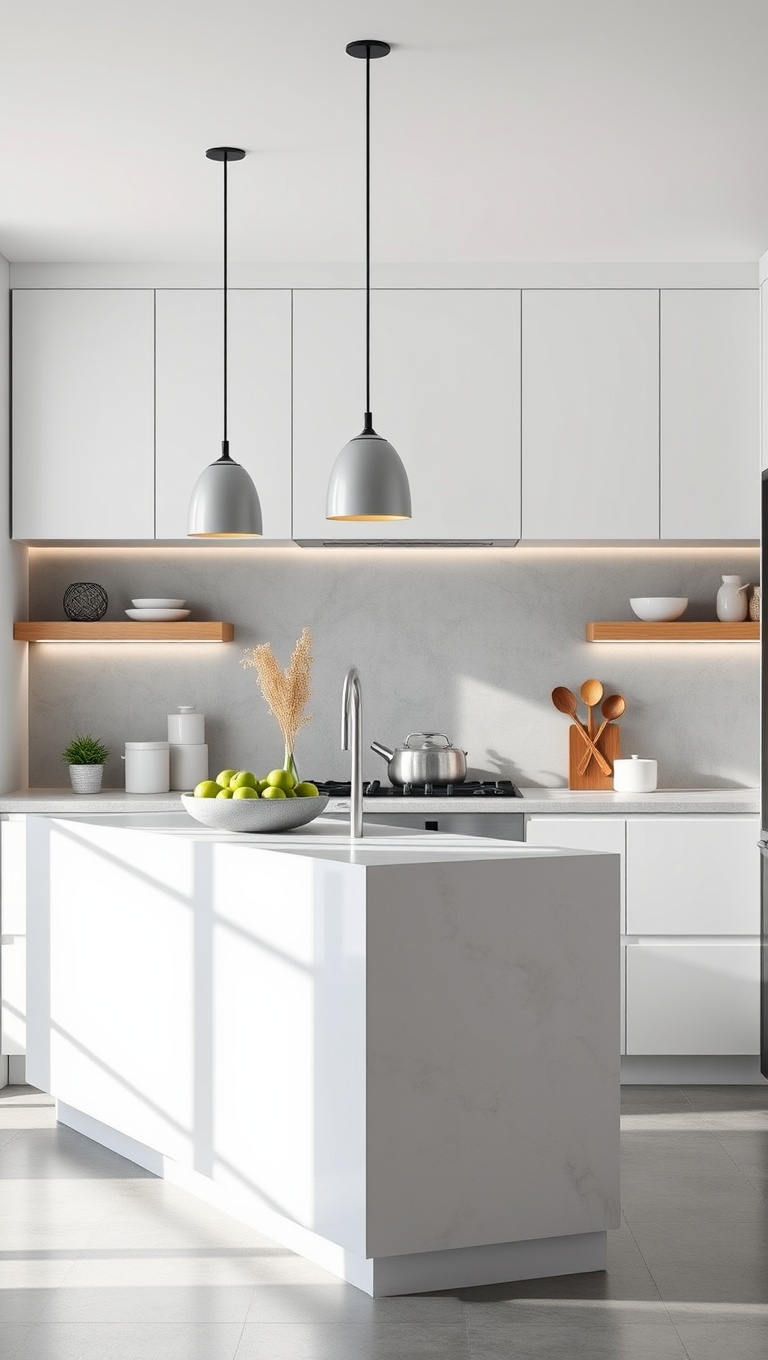 20 Stunning Ideas and Inspirations for Kitchens with Concrete Countertops - 1. Sleek and Modern: The All-White Kitchen with Concrete Accents