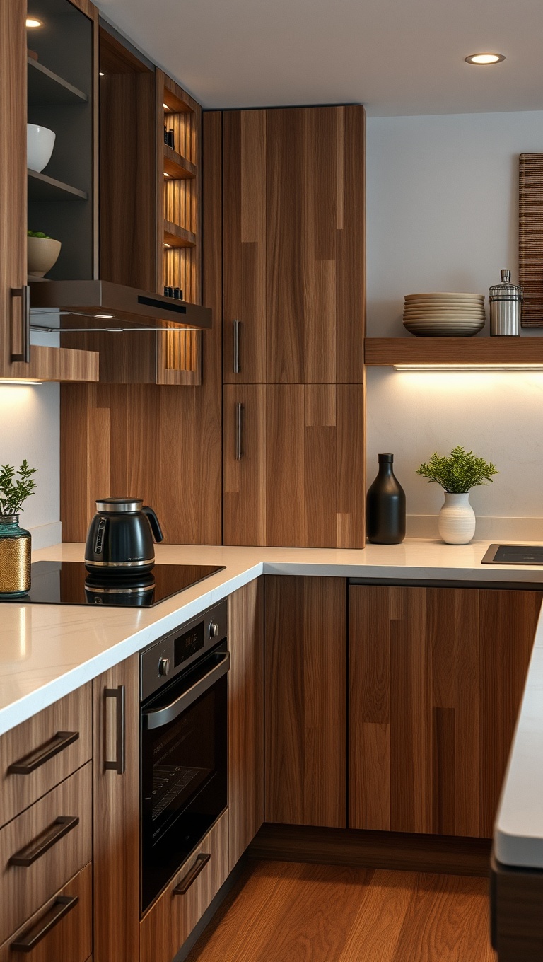 20 Fantastic Ideas for Kitchens with Integrated Appliances - 5. Cleverly Concealed Coffee Stations: Brewed to Perfection