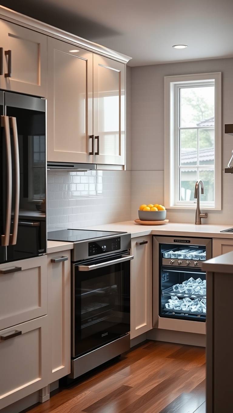 20 Fantastic Ideas for Kitchens with Integrated Appliances - 12. Built-In Ice Makers: Always Ready for a Party
