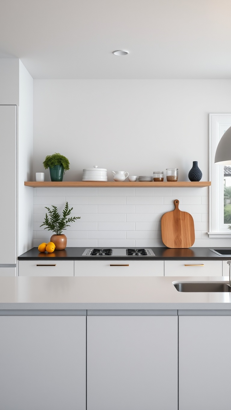 20 Creative Ideas for Stunning Kitchens with Open Shelving - 7. Keep It Minimalistic and Chic