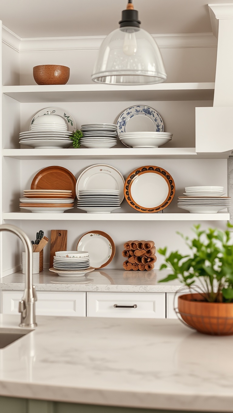 20 Creative Ideas for Stunning Kitchens with Open Shelving - Display Beautiful Serving Platters