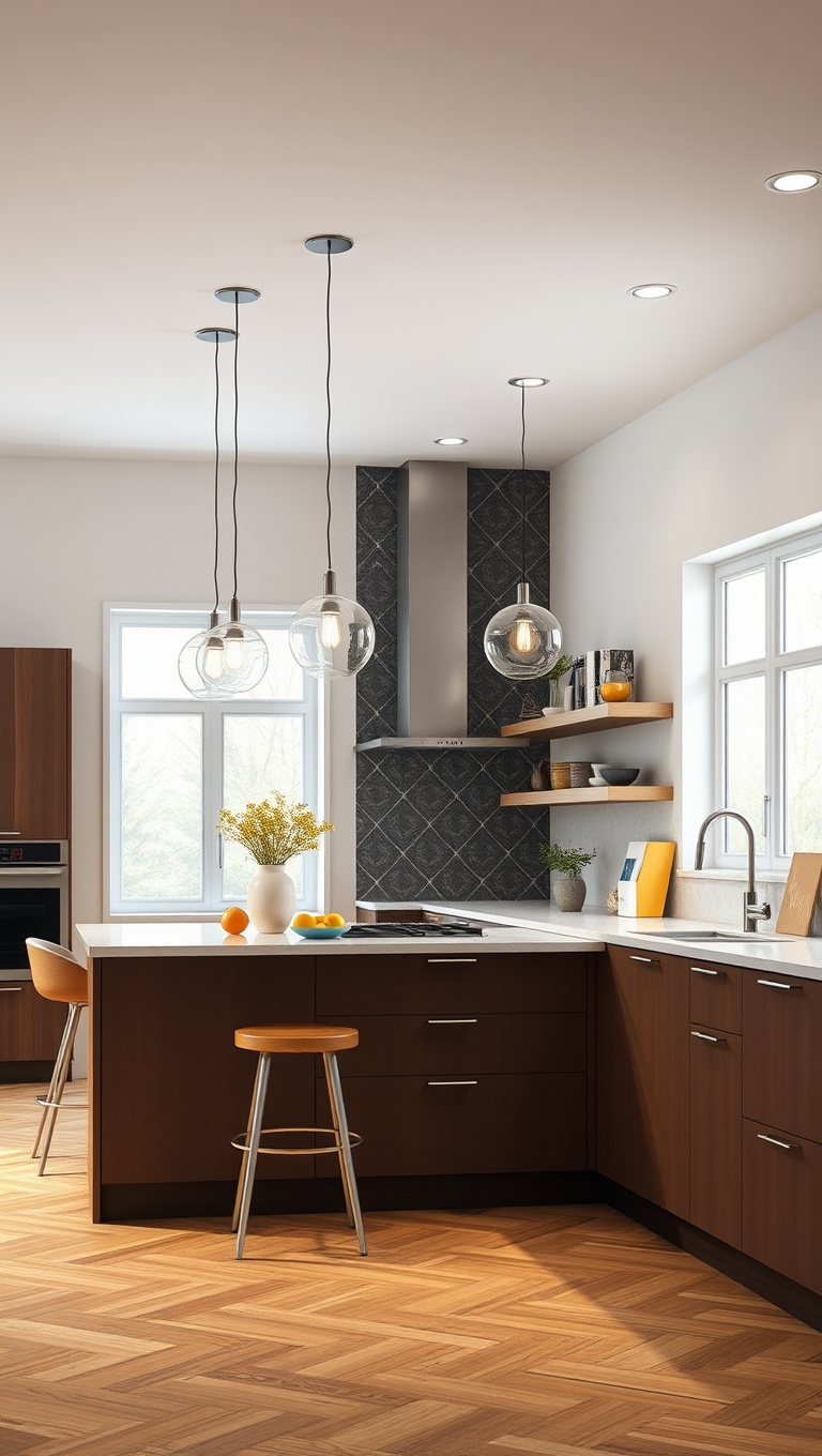 20 Stunning Ideas and Inspirations for Pendant Lighting in Your Kitchen - 8. Geometric Shapes: Bold and Bright