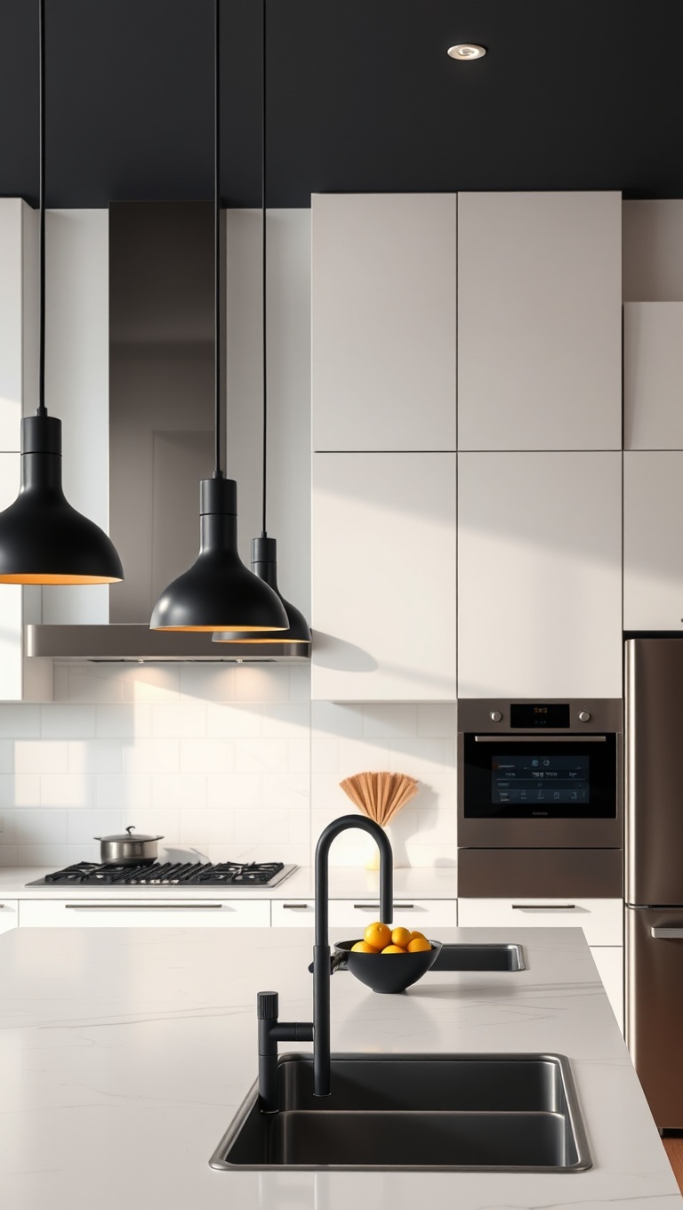 20 Stunning Ideas and Inspirations for Pendant Lighting in Your Kitchen - 1. Modern Minimalism: Sleek Black Pendants