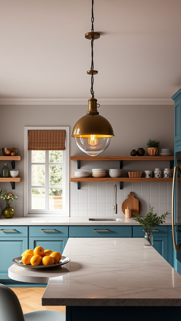 20 Stunning Ideas and Inspirations for Pendant Lighting in Your Kitchen - 4. Color Pop: Brightly Colored Shades